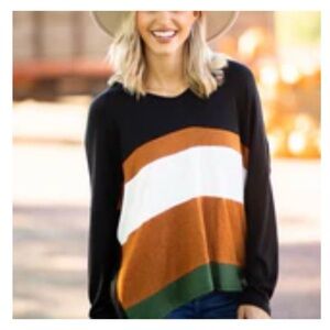 BOUTIQUE BLACK AND RUST MULTICOLOR COLORBLOCK TOP